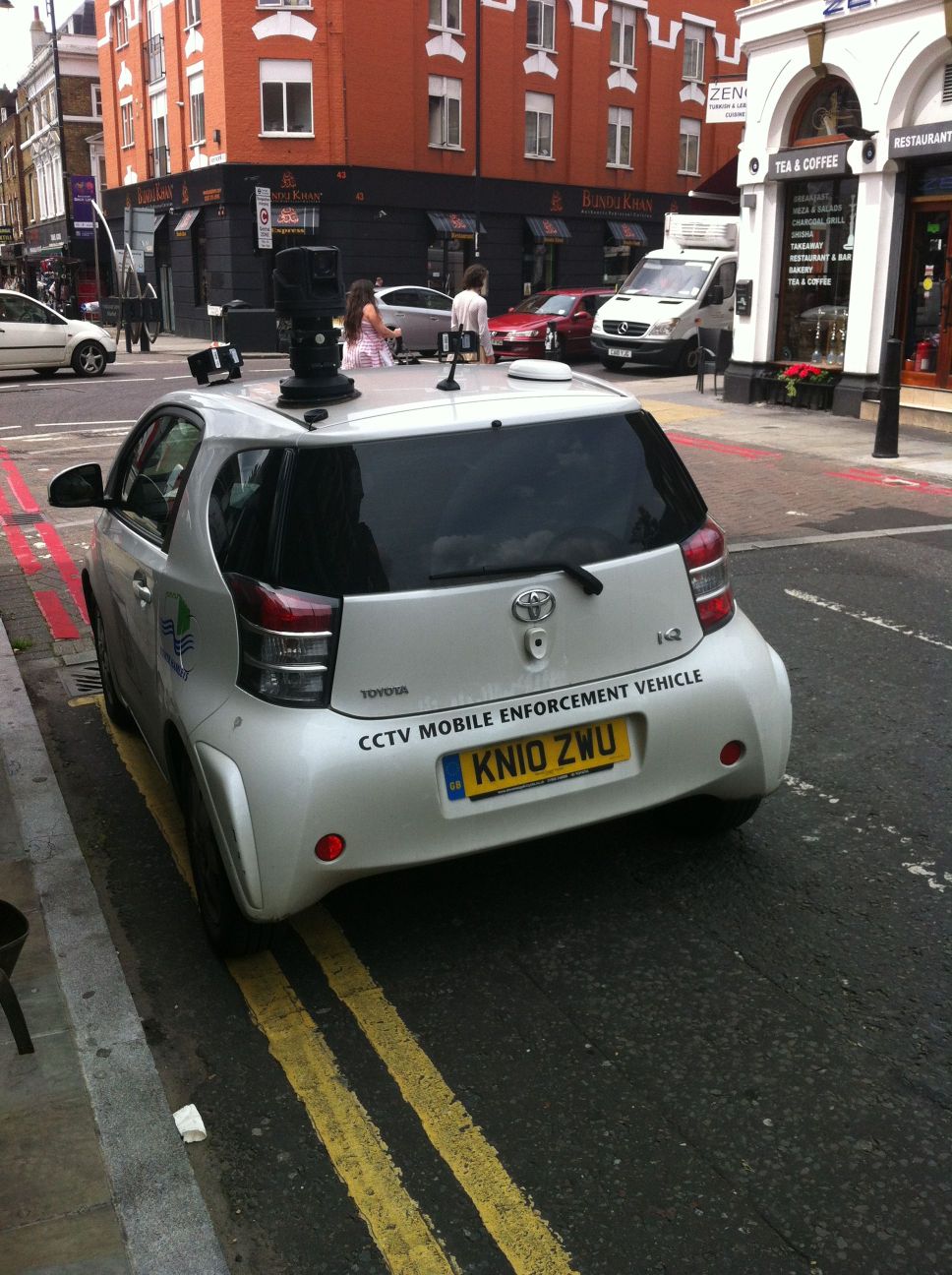 Mobile CCTV car parked on double yellow lines